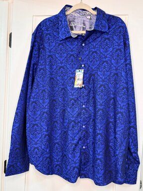 Robert Graham Men's Navy BayView Dress Shirt Size 3xl